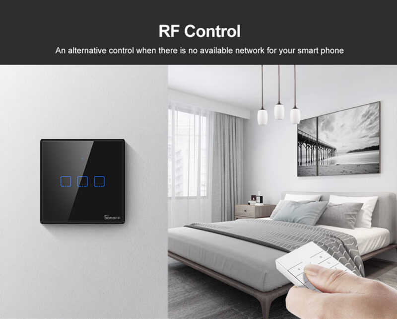 SONOFF T1 UK TX Series WiFi Smart Wall Switch 1/2/3 Gang Touch Light Switch App Timing Remote Control Glass Surface &mdash; 437dbff5-c254-4189-a834-16fecc6b22a0