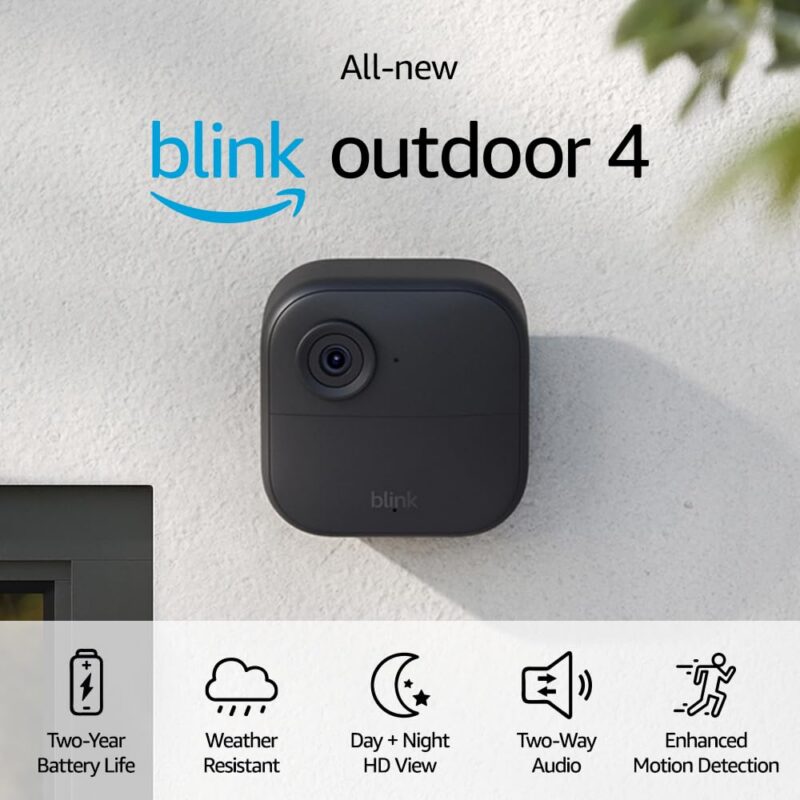 Blink Outdoor 4 (4th Gen) &ndash; Wire-free smart security camera, two-year battery life, two-way audio, HD live view, enhanced motion detection, Works with Alexa &mdash; 610-+n+Mn5L._SL1000_