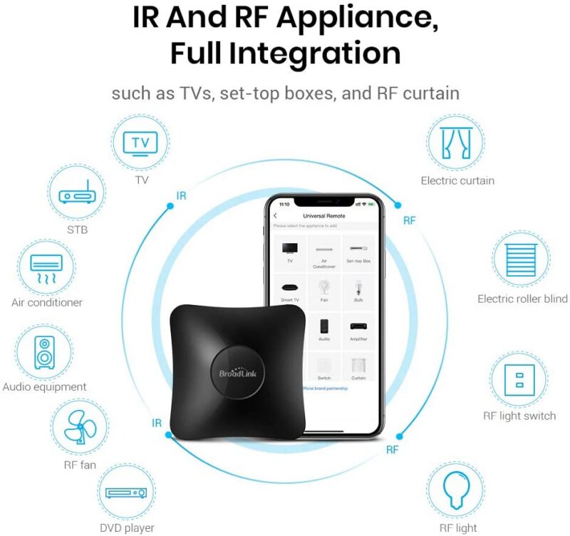 BroadLink RM4 Pro IR/RF Universal Remote Control For Smart Home Automation &ndash; WiFi IR/RF Blaster 433MHz &mdash; 61VA0yG7rTL._AC_SL1000_