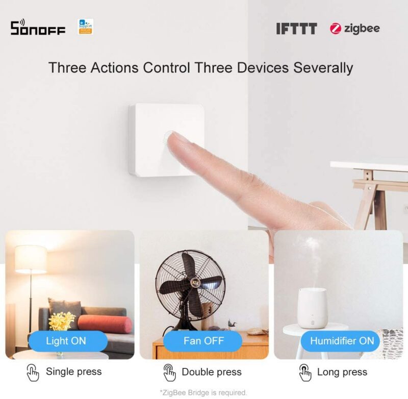 SONOFF SNZB-01 Zigbee Wireless Switch Three Actions Hand Button One-Tap Pairing Customize Button Actions &mdash; 61pV791bJaL._AC_SL1000_