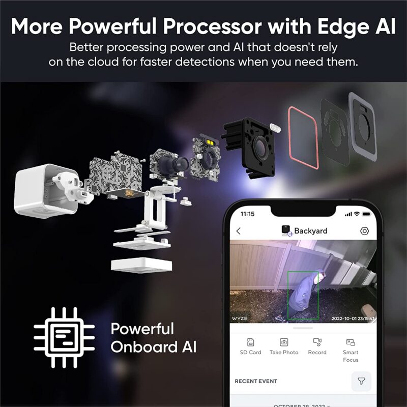WYZE Cam v3 Pro 2K Indoor/Outdoor Wi-Fi Security Camera with Color Night Vision, Edge AI, Integrated Spotlight & Siren, 2-Way Audio, Compatible with Alexa & Google Assistant, White &mdash; 71PMth8WmXL._AC_SL1500_