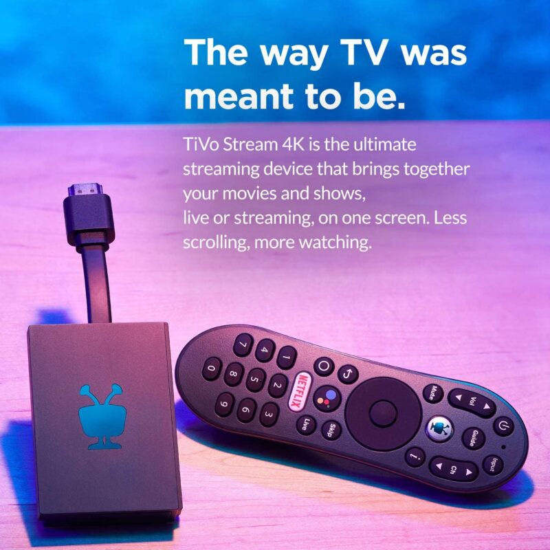TiVo Stream 4K &ndash; Every Streaming App and Live TV on One Screen &ndash; 4K UHD, Dolby Vision HDR and Dolby Atmos Sound &ndash; Powered by Android TV &ndash; Plug-In Smart TV, One size &mdash; 81cDC7ECv8L._AC_SL1500_