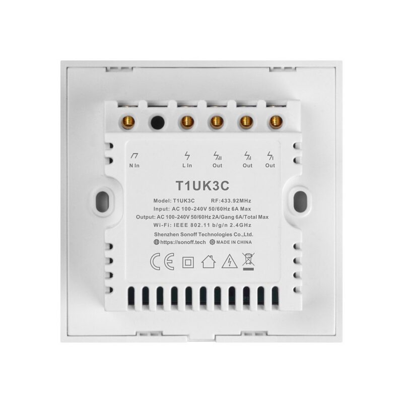 SONOFF T1 UK TX Series WiFi Smart Wall Switch 1/2/3 Gang Touch Light Switch App Timing Remote Control Glass Surface &mdash; Sonoff-T1-UK-1-2-3-Gang-TX-Smart-WiFi-433-RF-86-Type-Wall-Touch