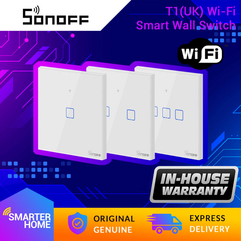 SONOFF T1 UK TX Series WiFi Smart Wall Switch 1/2/3 Gang Touch Light Switch App Timing Remote Control Glass Surface &mdash; Sonoff-T1-UK