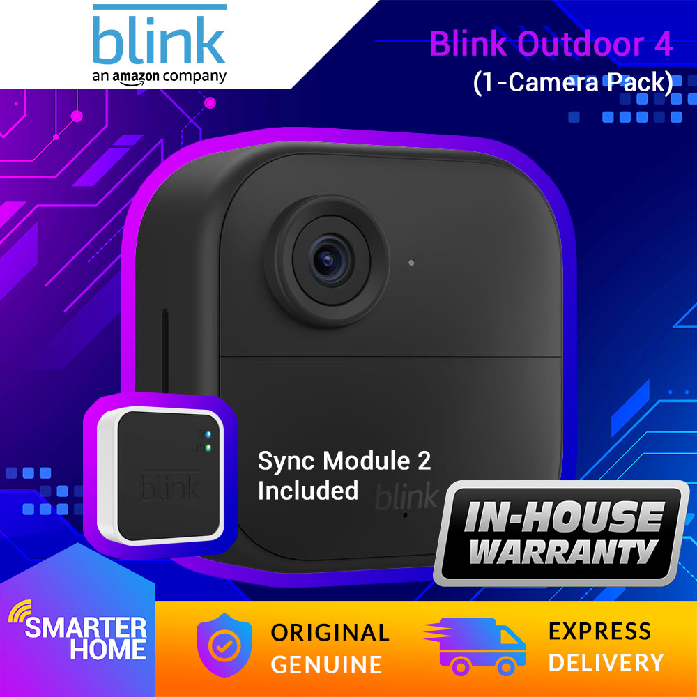 Blink Outdoor 4 (4th Gen) – Wire-free smart security camera, two-year battery life, two-way audio, HD live view, enhanced motion detection, Works with Alexa