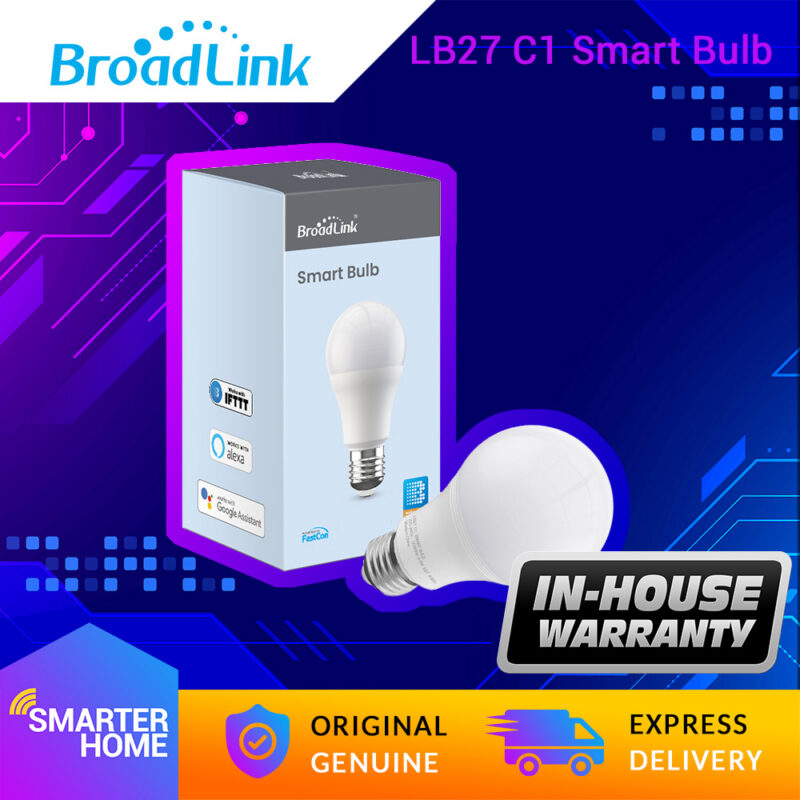 BroadLink LB27 C1 &ndash; Smart Wifi LED Light Bulb, Warm White, Cool White, Daylight, CCT 2700K-6500K, Dimmable, E27 Bulb, Smart Home &mdash; broadlink-lb27-c1