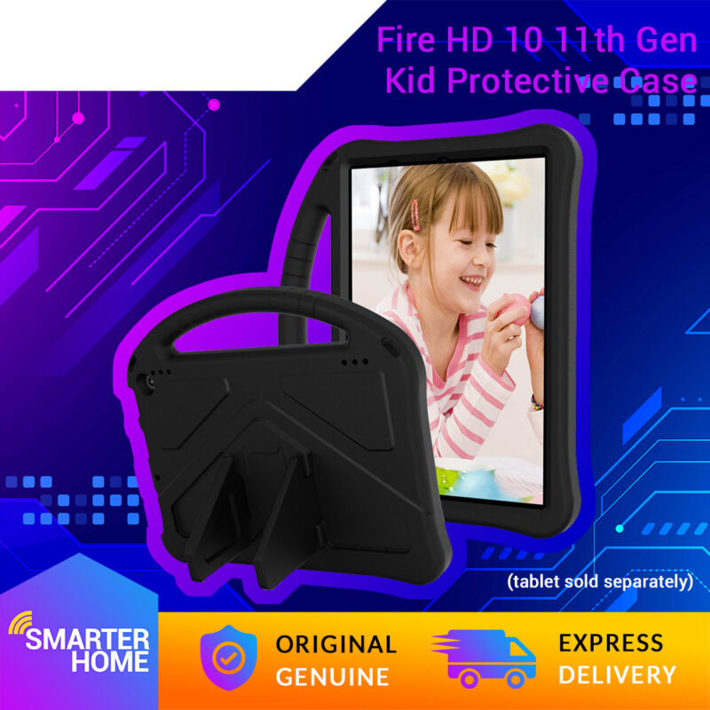 Kid Case For Amazon Fire HD 10 / Fire HD 10 Plus (11th Generation, 2021) Kids Case Shock Proof Foam Protective Shell With Handle & Stand &mdash; fire-hd-10-2021-kid-case-black
