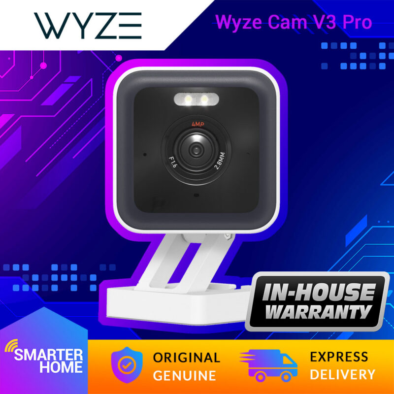 WYZE Cam v3 Pro 2K Indoor/Outdoor Wi-Fi Security Camera with Color Night Vision, Edge AI, Integrated Spotlight & Siren, 2-Way Audio, Compatible with Alexa & Google Assistant, White &mdash; wyze cam v3 pro