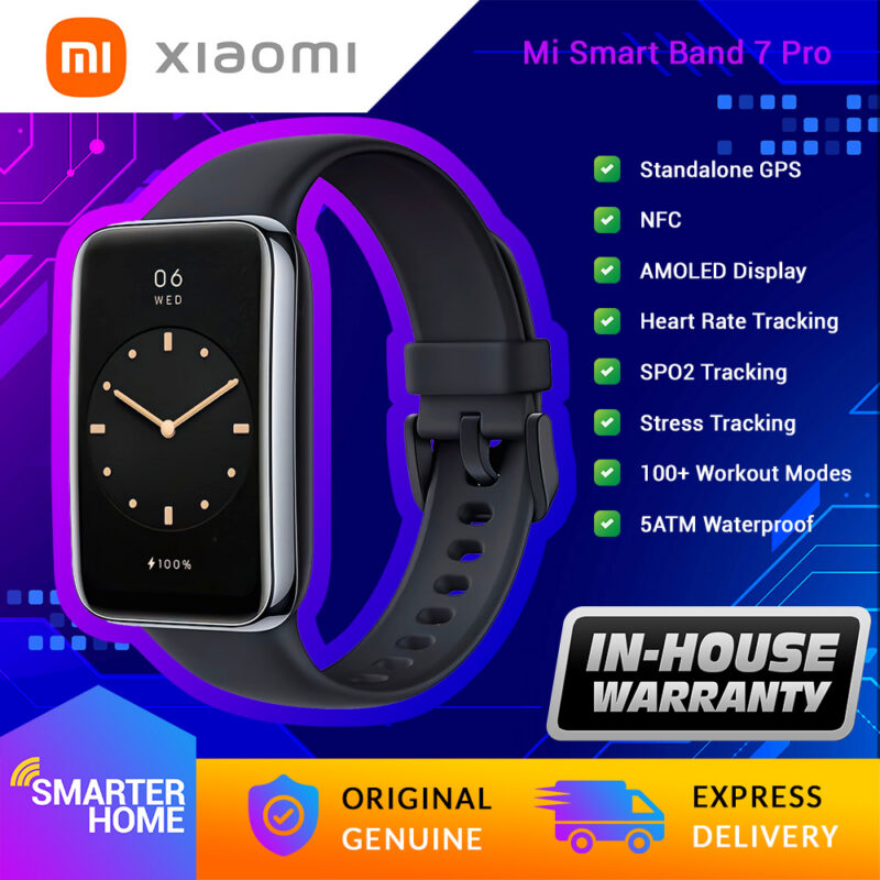 Xiaomi Smart Band 7 Pro, Mi Band 7 Pro, Smart Watch Fitness Tracker Sport GPS AMOLED Blood Oxygen SPO2 NFC Heart Rate Sleep Stress Monitor Waterproof 5ATM &ndash; China Version (Smarter Home) &mdash; xiaomi-smart-band-7-pro-black