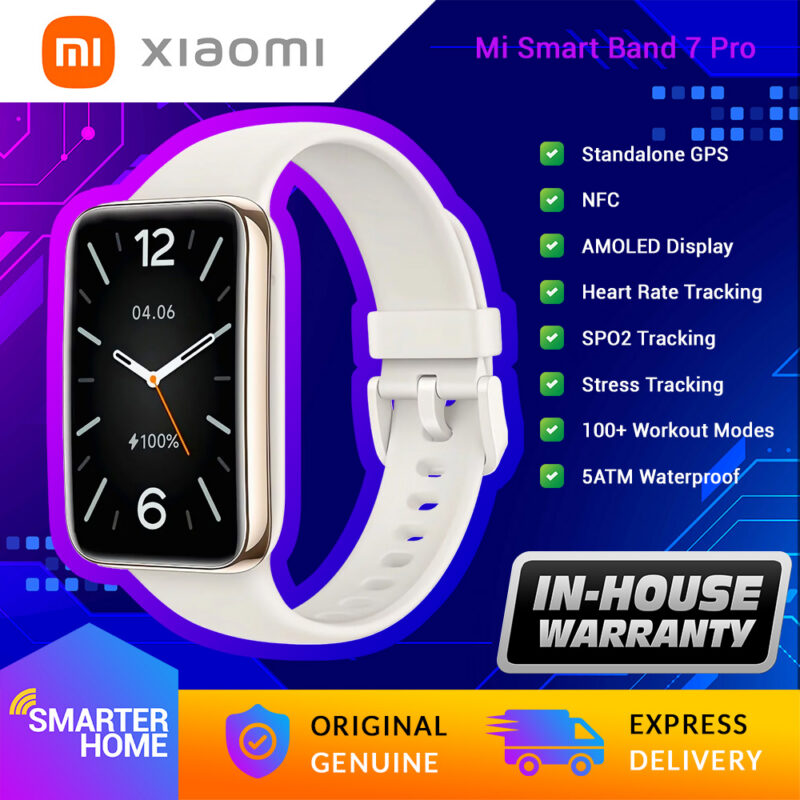 Xiaomi Smart Band 7 Pro, Mi Band 7 Pro, Smart Watch Fitness Tracker Sport GPS AMOLED Blood Oxygen SPO2 NFC Heart Rate Sleep Stress Monitor Waterproof 5ATM &ndash; China Version (Smarter Home) &mdash; xiaomi-smart-band-7-pro-white